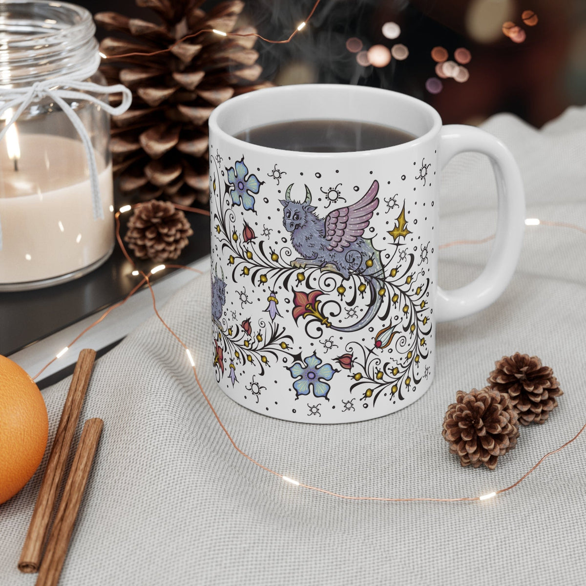 Medieval Manuscript Dragon Mug