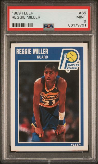 Graded 1989 Fleer Reggie Miller #65 2nd Year Basketball Card PSA 9 Mint