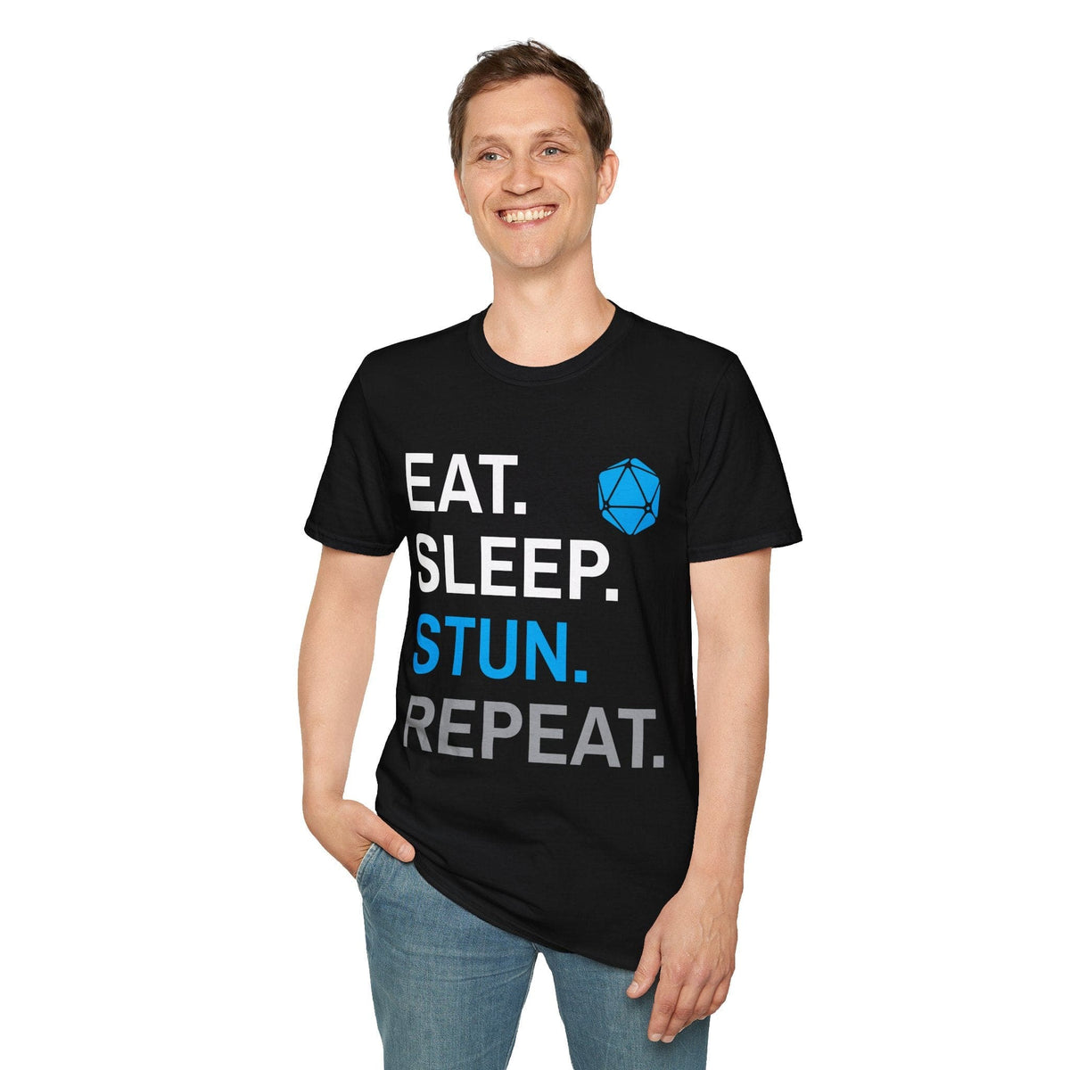 Monk Class T-Shirt – 'Eat, Sleep, Stun, Repeat'