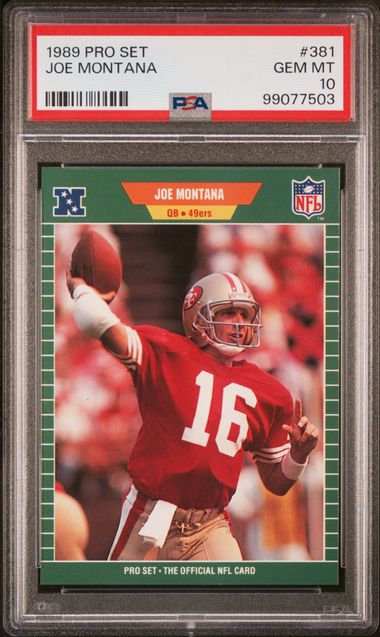 Graded 1989 Pro Set Joe Montana #381 Football Card PSA 10 Gem Mint