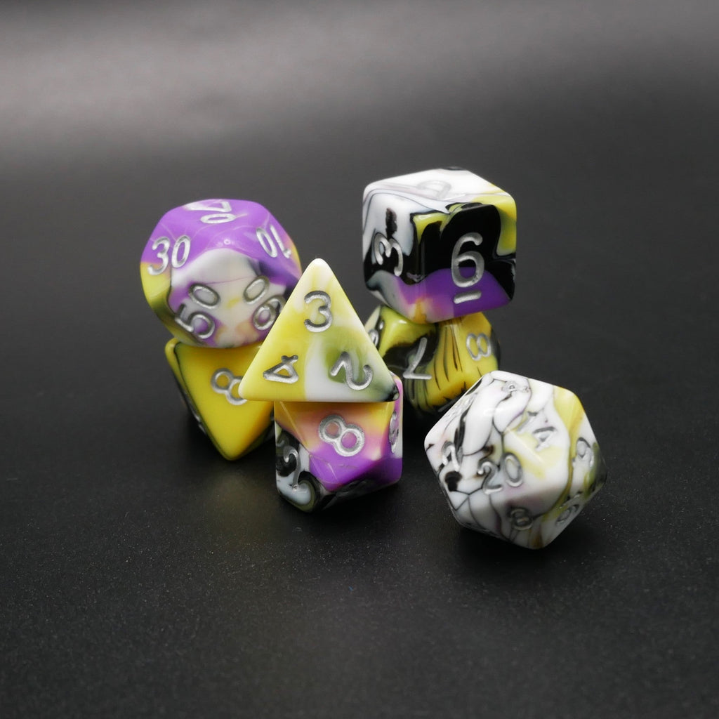 Panic Abstraction - 7 Piece DnD Dice Set | Acrylic RPG Gaming Dice