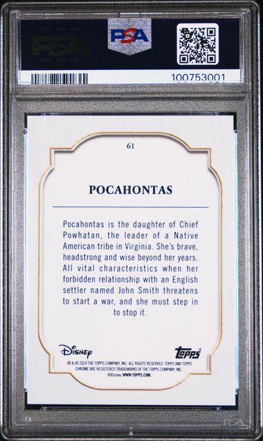 Graded 2024 Topps Chrome Disney Pocahontas #61 Card PSA 10 Gem Mint