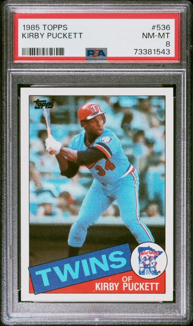 Graded 1985 Topps Kirby Puckett #536 Rookie RC Baseball Card PSA 8 NM-MT