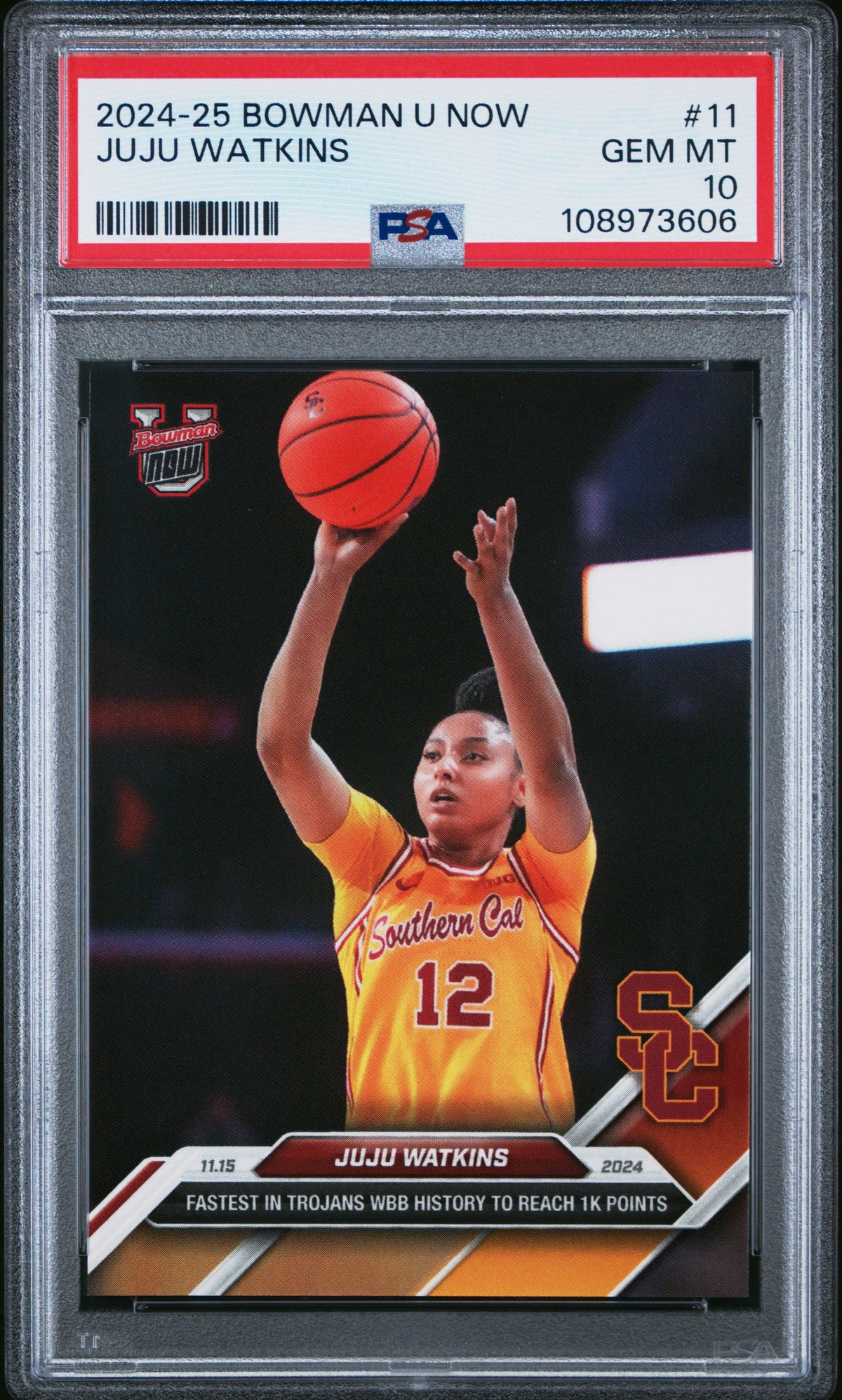Graded 2024 Topps Bowman U Now JuJu Watkins #11 Rookie RC Basketball Card PSA 10 Gem Mint