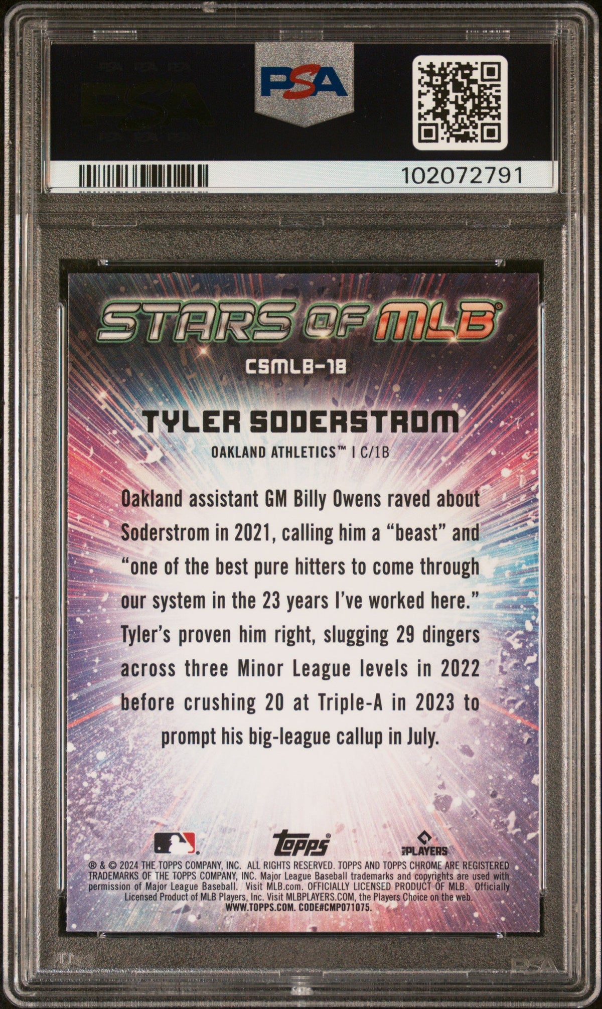 Graded 2024 Topps Tyler Soderstrom #CSMLB18 Stars of MLB Chrome Rookie RC Baseball Card PSA 10 Gem Mint