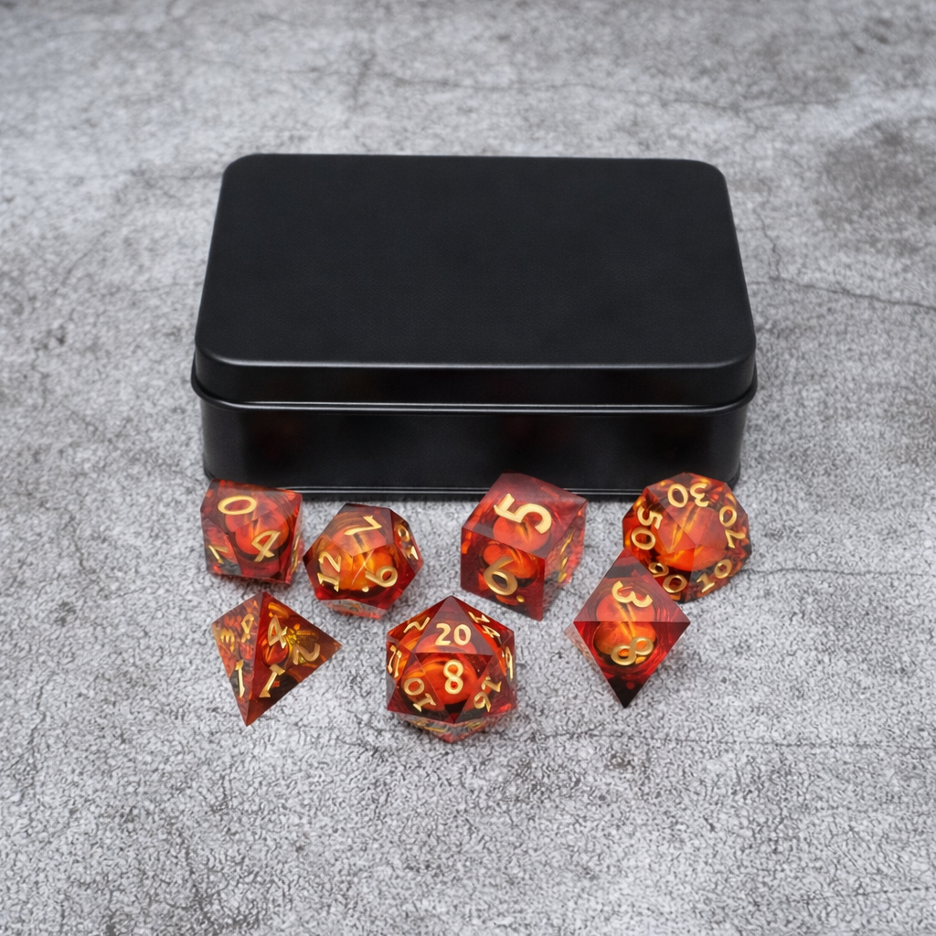 Sauron's Eye |  7 Piece Moving Eye DnD Dice Set | Acrylic RPG Gaming Dice
