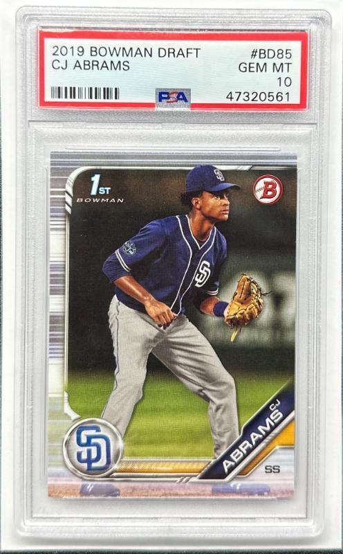 Graded 2019 Topps Bowman Draft CJ Abrams #BD85 Rookie RC Baseball Card PSA 10 Gem Mint