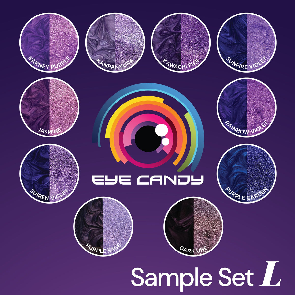 10 Color Pigment Powder Variety Pack Set L - Purples