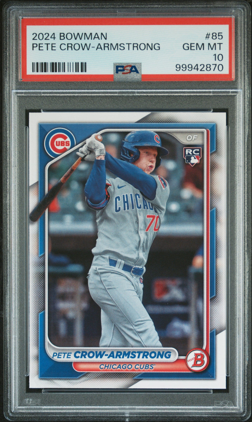 Graded 2024 Topps Bowman Pete Crow Armstrong #85 Rookie RC Baseball Card PSA 10 Gem Mint