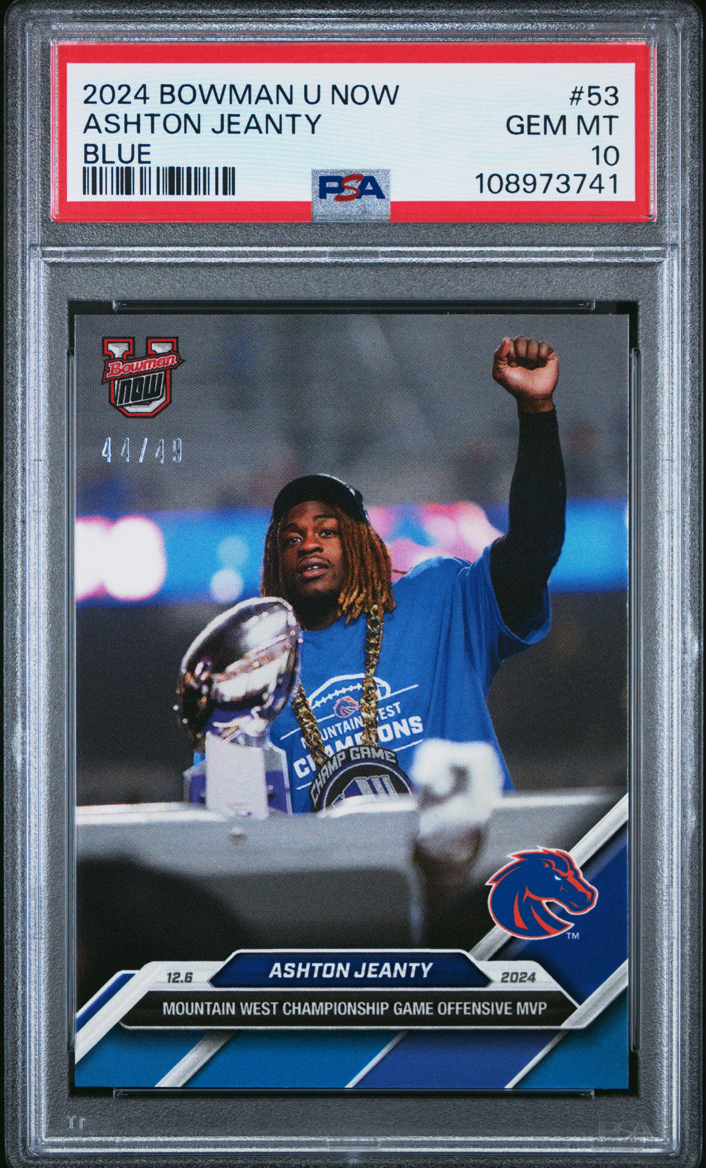 Graded 2024 Topps Bowman U Now Ashton Jeanty #53 Blue /49 Rookie RC Football Card PSA 10 Gem Mint