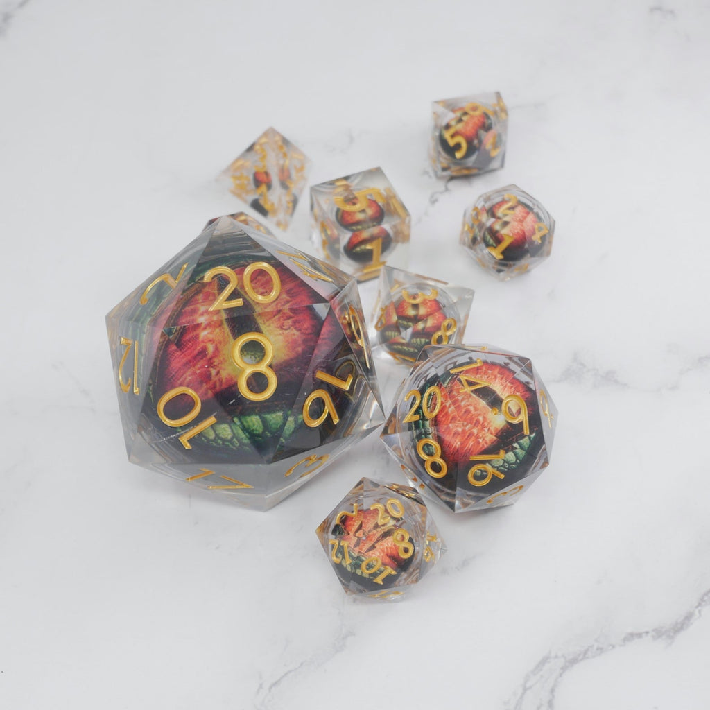 Xanathar's Eye |  7 Piece Moving Eye DnD Dice Set | Acrylic RPG Gaming Dice