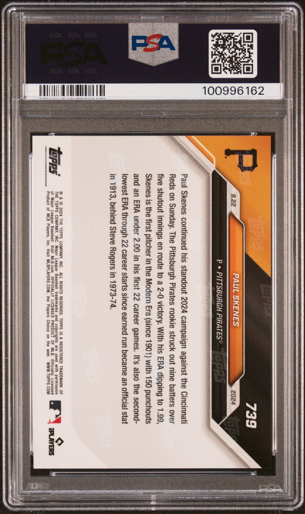 Graded 2024 Topps Now Paul Skenes #739 Rookie RC Baseball Card PSA 9 Mint